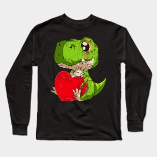 Kawaii T Rex Dinosaur St Valentine's Day Long Sleeve T-Shirt